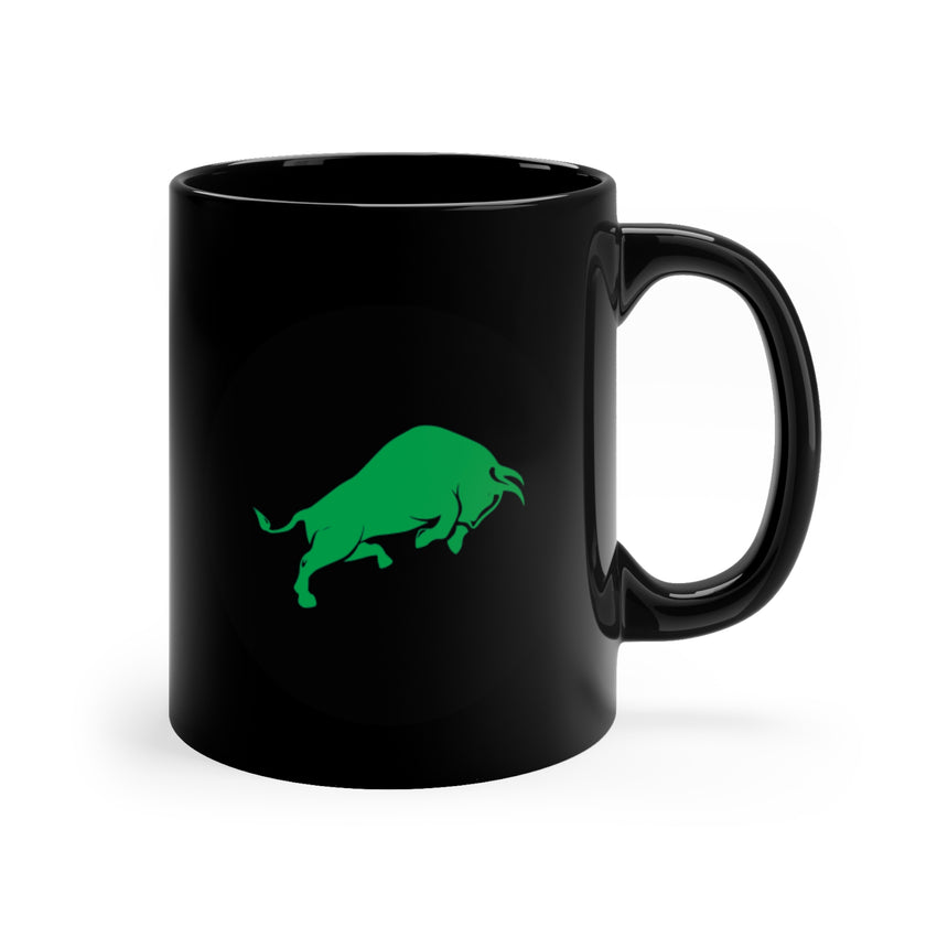 Taza Negra con Toro Verde de 11oz