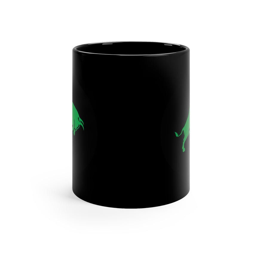 Taza Negra con Toro Verde de 11oz