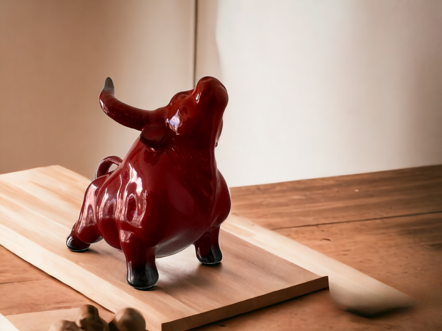 Ceramic Red Bull Sculpture: A Symbol of Strength for Traders and Investors