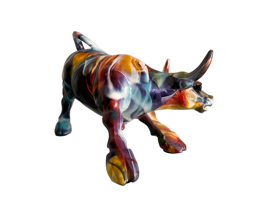 Colorful Ceramic Bull Figure - Symbol of Prosperity and Strength