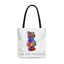 Oso mosaico blanco AOP Bolsa de tela