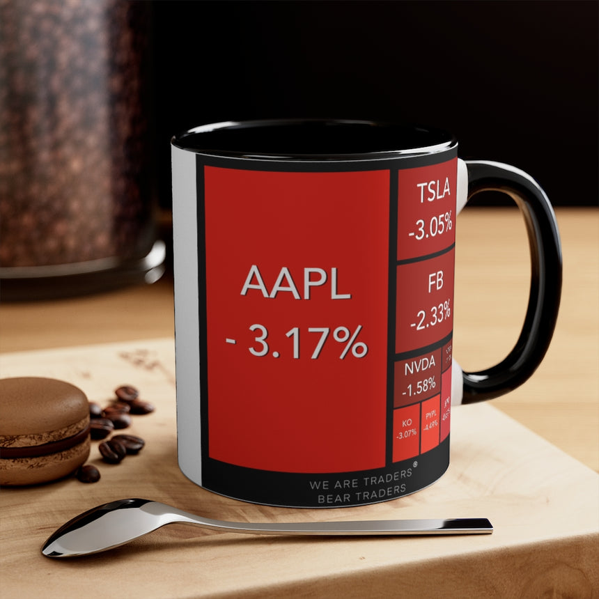 Taza de café Bear Market, 11 oz - Negro / Rojo