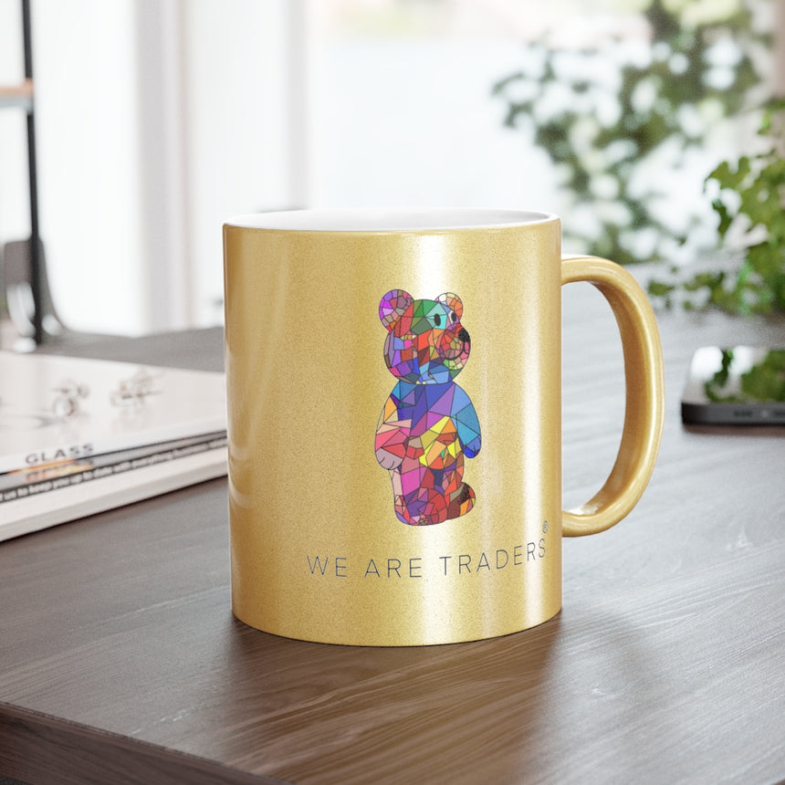 Taza Metálica Oso Mosaico (Plata / Oro)