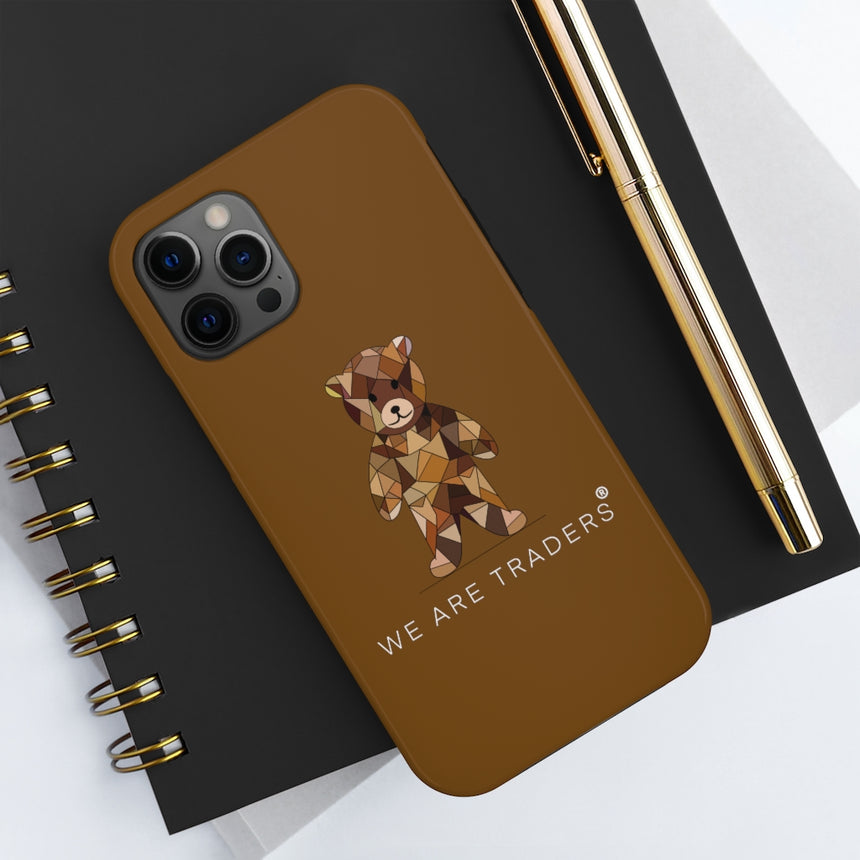 Estuche marrón con osito de pie Estuches resistentes para teléfonos Mate