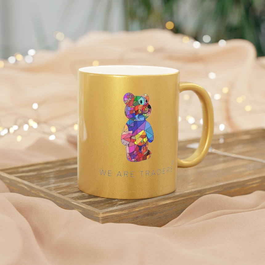 Taza Metálica Oso Mosaico (Plata / Oro)