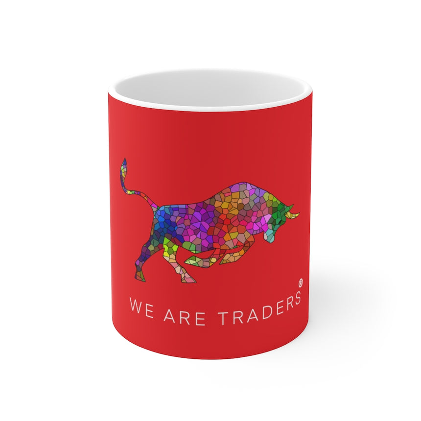 Taza de cerámica de toro mosaico rojo 11oz