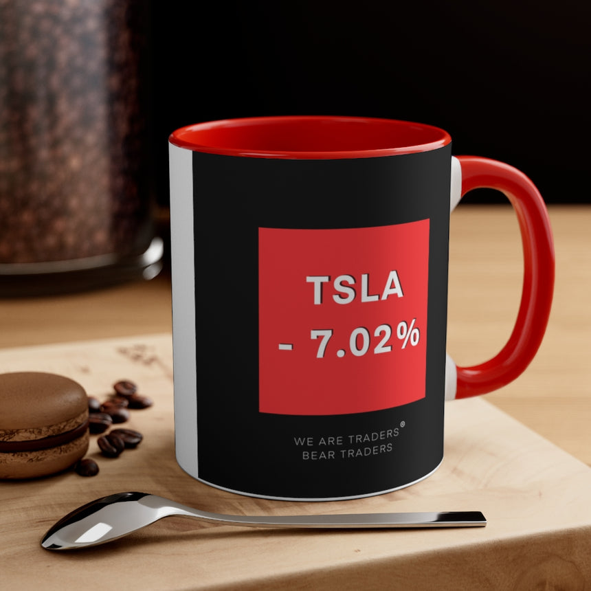 Taza de café Tesla Stock Crash, 11 oz