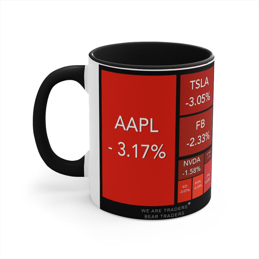 Taza de café Bear Market, 11 oz - Negro / Rojo
