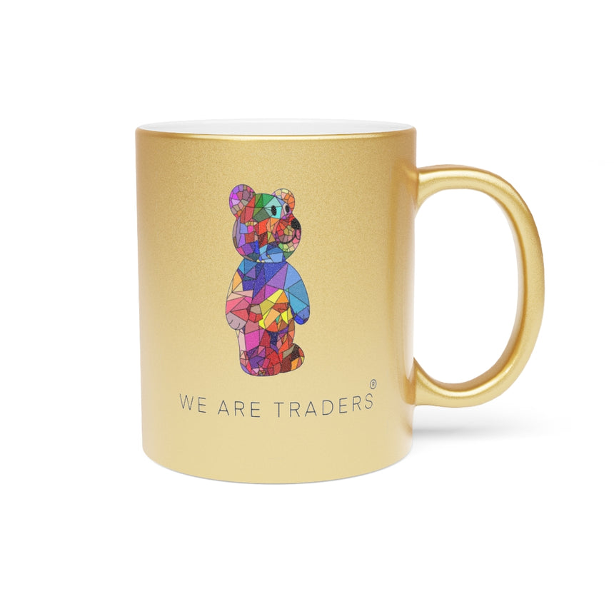 Taza Metálica Oso Mosaico (Plata / Oro)