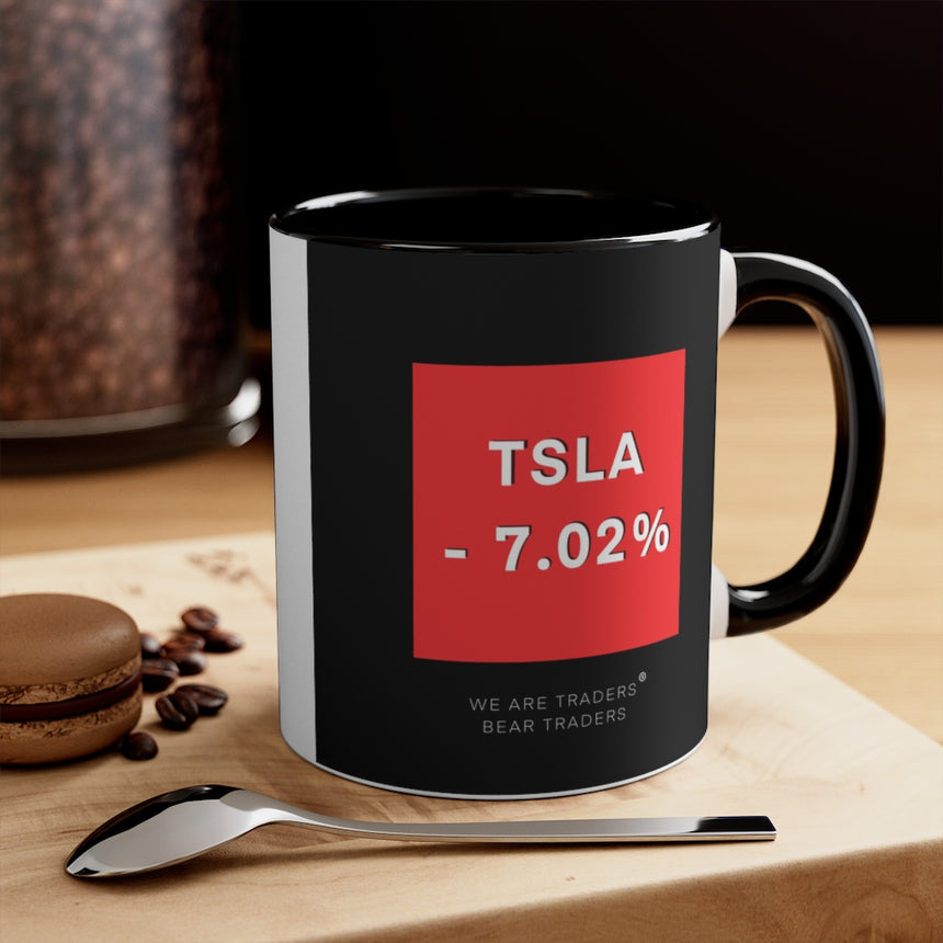 Taza de café Tesla Stock Crash, 11 oz