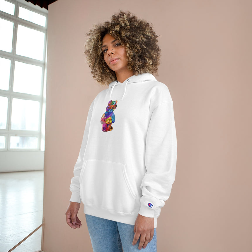 Sudadera con capucha Champion con diseño de oso mosaico negro