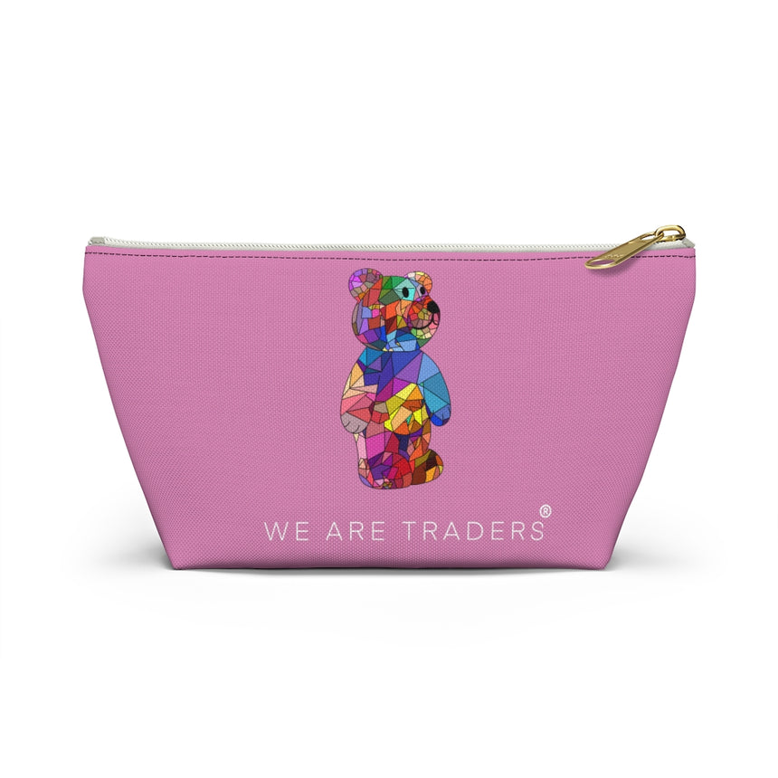 Estuche para accesorios con diseño de osito mosaico violeta con fondo en T