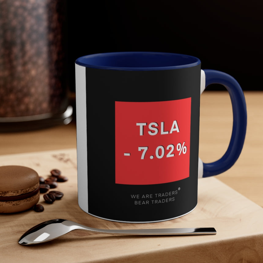 Taza de café Tesla Stock Crash, 11 oz
