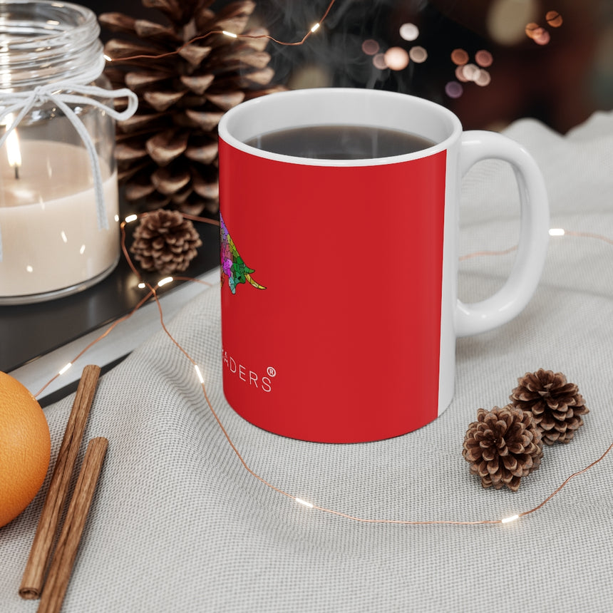 Taza de cerámica de toro mosaico rojo 11oz