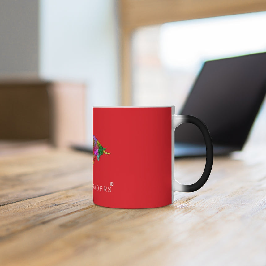 Taza Cambiante de Color Rojo con Toro Mosaico