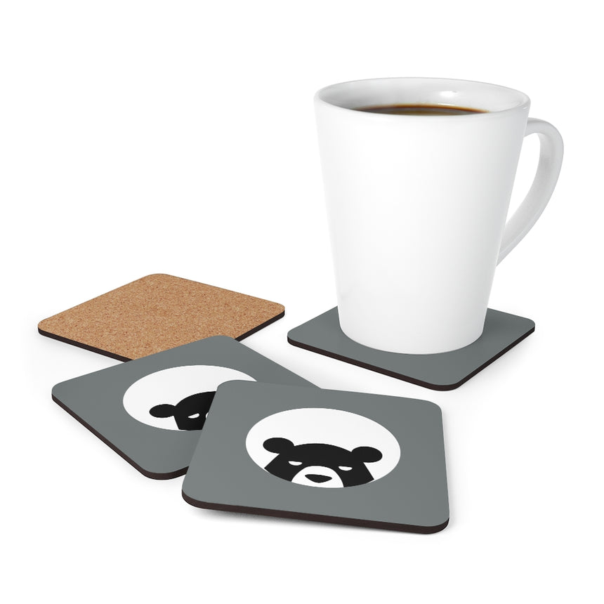 Juego de posavasos de madera de corcho gris