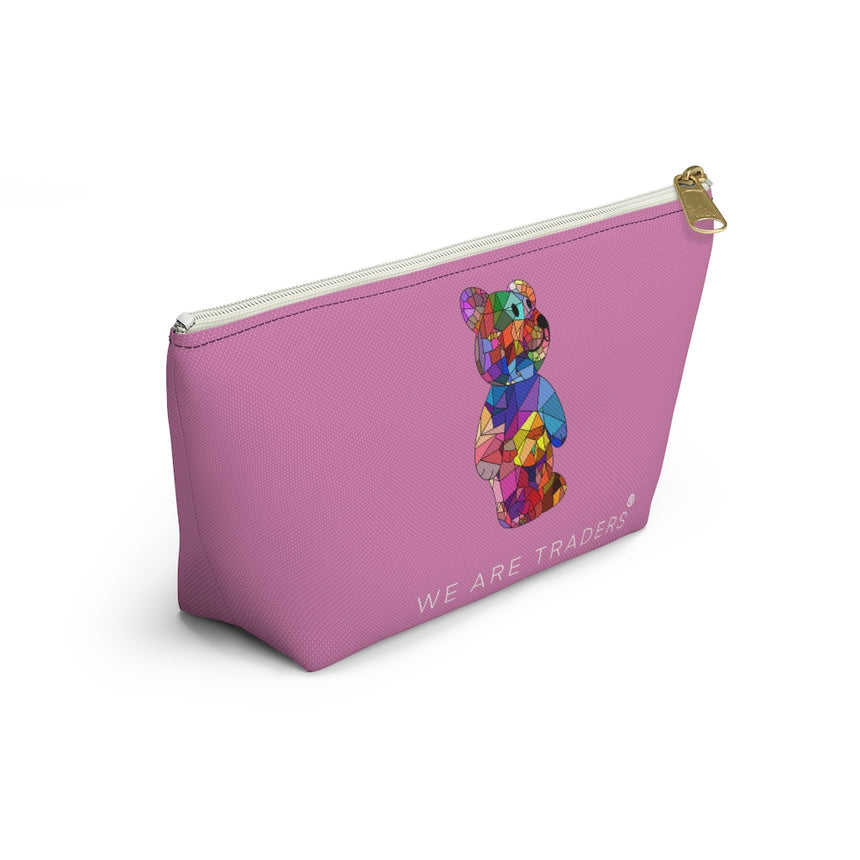 Estuche para accesorios con diseño de osito mosaico violeta con fondo en T