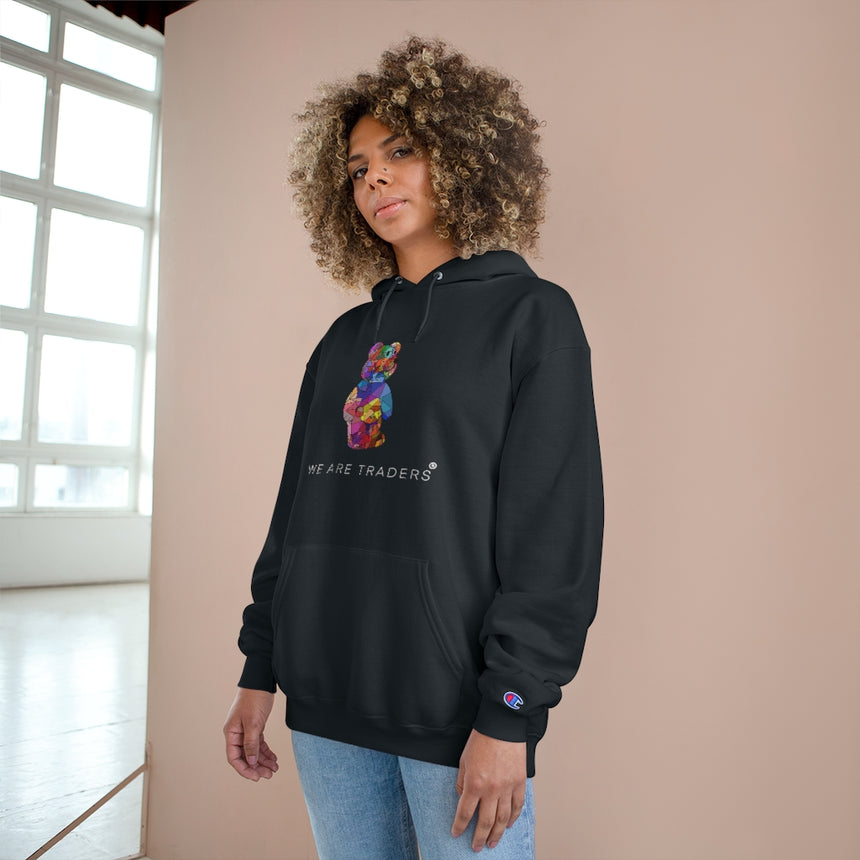 Sudadera con capucha Champion con diseño de oso mosaico negro