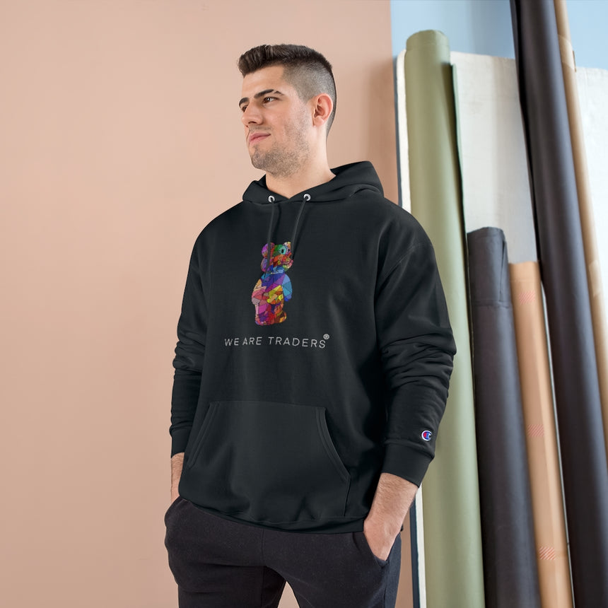 Sudadera con capucha Champion con diseño de oso mosaico negro