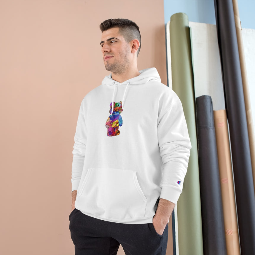 Sudadera con capucha Champion con diseño de oso mosaico negro