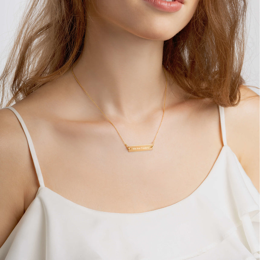 Collar de cadena con barra de plata grabada We Are Traders ®