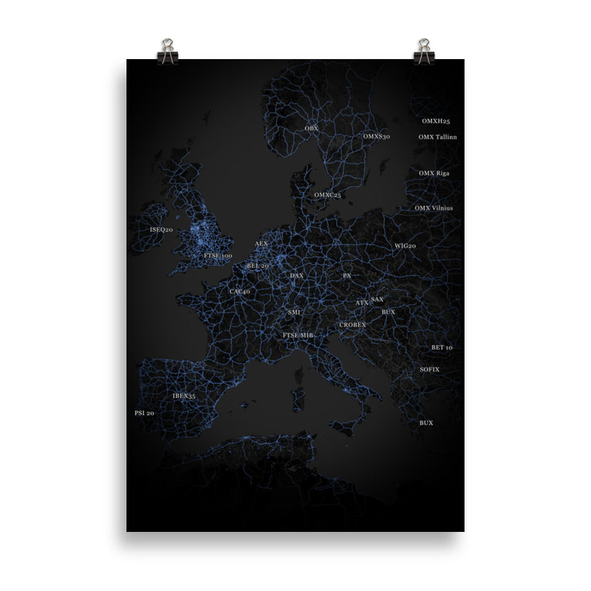 Póster Los índices bursátiles de Europa