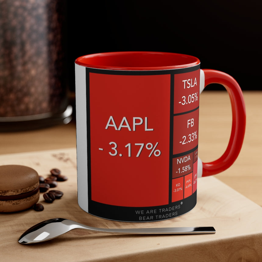 Taza de café Bear Market, 11 oz - Negro / Rojo