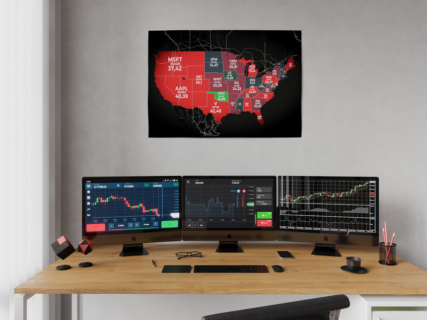 Dow Jones Stocks by P/E on USA map