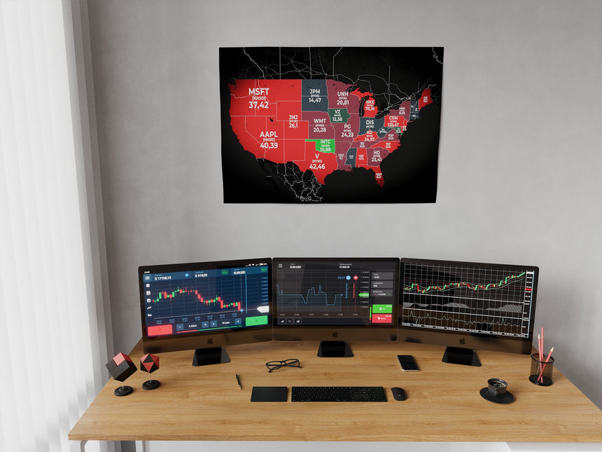 Dow Jones Stocks by P/E on USA map