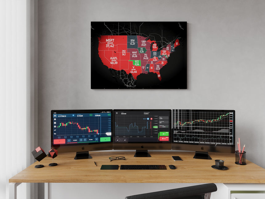 Dow Jones Stocks by P/E on USA map