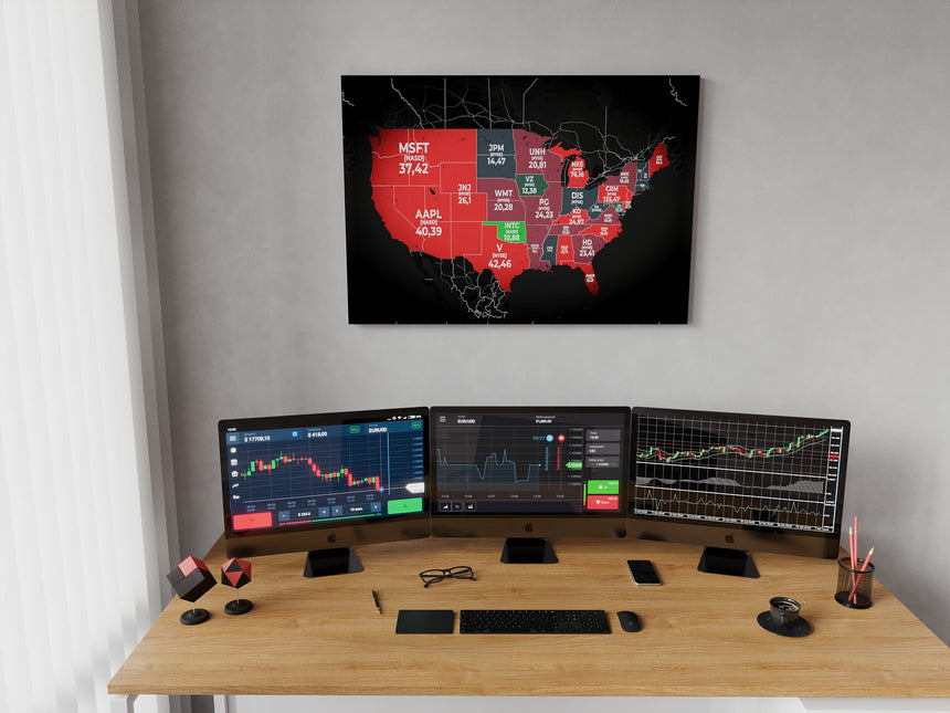Dow Jones Stocks by P/E on USA map