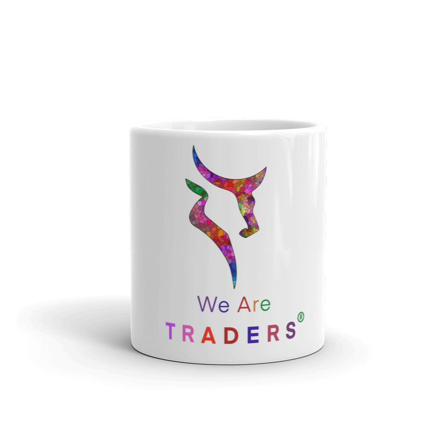 Taza brillante con logo de mosaico blanco